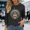 Coiffe Amérindienne Loup Indien T-shirt à manches longues Cadeaux pour elle