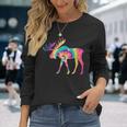 Colorful Moose Alaska Specie Wild Animal Hunting Long Sleeve T-Shirt Gifts for Her