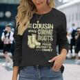 My Cousin Wears Combat Boots Dog Tags Proud Military Family Long Sleeve T-Shirt Gifts for Her
