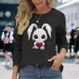 Cute Kawaii Goth Bunny Gothic White Bunny Red Heart Girls Long Sleeve T-Shirt Gifts for Her