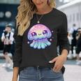 Cute Kawaii Jellyfish Anime Fun Blue Pink Sea Critter Long Sleeve T-Shirt Gifts for Her