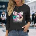 Cute Rabbit With Glasses Tie-Dye Easter Day Bunny Long Sleeve T-Shirt Gifts for Her