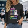 Cute Unicorn Happy 100Th Day Of School Unicorn Girls Teacher Long Sleeve T-Shirt Gifts for Her