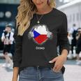 Czech Flag Cesko Heart Pride Roots Langarmshirts Geschenke für Sie