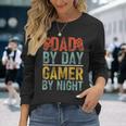 Dad By Day Gamer By Night Video Games Father's Day Retro Long Sleeve T-Shirt Gifts for Her