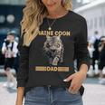 Damen Maine Coon Papa Katzenliebhaber Maine Coon Dad Mit-Ausschnitt Langarmshirts Geschenke für Sie