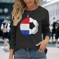 Damen Niederlande Flagge Niederländischer Papa Fußballtorwart Mit-Ausschnitt Langarmshirts Geschenke für Sie