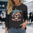 Damen Papa Bär Papa Bearatertagsgeschenk Für Papa Spruch Lustig Mit-Ausschnitt Langarmshirts Geschenke für Sie