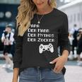 Damen Papa Zockerater Gamer Geburtstag Spruch Lustig Geschenk Mit-Ausschnitt Langarmshirts Geschenke für Sie