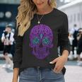 Day Of The Dead Cinco De Mayo Purple Sugar SkullLong Sleeve T-Shirt Gifts for Her