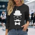 Disguise Man Top Hat Glasses Moustache Bowtie Long Sleeve T-Shirt Gifts for Her