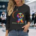 Dog Wearing Solar Glasses Eclipse Colorful Puppy Love Dog Long Sleeve T-Shirt Gifts for Her