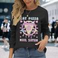 Eat Pizza Hail Satan Occult Satanic Langarmshirts Geschenke für Sie