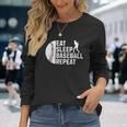 Eat Sleep Baseball Repeat Boys Kid Baseball Player Long Sleeve T-Shirt Gifts for Her