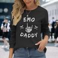 Emo Daddy Emo Dad Goth Skeleton Hand Rock On Father's Day Long Sleeve T-Shirt Gifts for Her