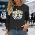 English Bulldog Day Of The Dead Sugar Skull Dog Long Sleeve T-Shirt Gifts for Her