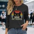 Ew People Vintage Black Cat For Cat Lover Cat Mom Cat Dad Long Sleeve T-Shirt Gifts for Her