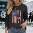 Farmer Tractors Usa American Flag Patriotic Farming Men Long Sleeve T-Shirt Gifts for Her
