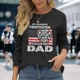 My Favorite Firefighter Calls Me Dad Usa Flag Father Long Sleeve T-Shirt Gifts for Her