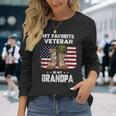 My Favorite Veteran Is My Grandpa American Flag Veterans Day Long Sleeve T-Shirt Gifts for Her