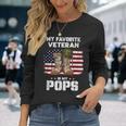 My Favorite Veteran Is My Pops American Flag Veterans Day Long Sleeve T-Shirt Gifts for Her