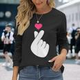 Finger Heart Korean Hand Symbol K-Pop Love Saranghae Long Sleeve T-Shirt Gifts for Her