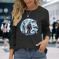 Bigfoot Sasquatch Alien Ufo Spacecraft Full Moon Long Sleeve T-Shirt Gifts for Her