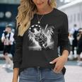Cat Ufo Alien Cat Graphic Women Long Sleeve T-Shirt Gifts for Her