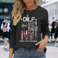 Dilf Damn I Love Firearms Gun American Flag Long Sleeve T-Shirt Gifts for Her