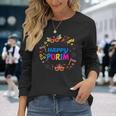 Happy Purim Costume Jewish Holiday Purim Hamantaschen Long Sleeve T-Shirt Gifts for Her