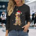 Golden Retriever Christmas Santa Hat Xmas Lights Dog Lover Long Sleeve T-Shirt Gifts for Her