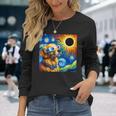 Golden Retriever Solar Eclipse 2024 Van Gogh Starry Night Long Sleeve T-Shirt Gifts for Her