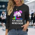 Ich Hasse Menschen Kotzendes Einhorn Unicorn Fun Langarmshirts Geschenke für Sie