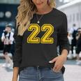 Jersey 22 Golden Yellow Sports Team Jersey Number 22 Long Sleeve T-Shirt Gifts for Her