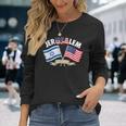 Jerusalem United We Stand Israel United States Of American Long Sleeve T-Shirt Gifts for Her