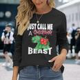 Just Call A Christmas Beast With Cute Holly Leaf Long Sleeve T-Shirt Gifts for Her