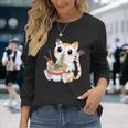 Kawaii Cat Ramen Noodles Anime Neko Japanese Manga Otaku Long Sleeve T-Shirt Gifts for Her