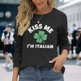 Kiss Me I'm Italian St Patrick's Day Irish Italy Long Sleeve T-Shirt Gifts for Her