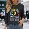 Level 8 Unlocked Awesome Since 2016 Video Game Birthday Long Sleeve T-Shirt Gifts for Her