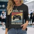 Level 8 Unlocked Video Gamer 8Th Birthday Vintage Long Sleeve T-Shirt Gifts for Her