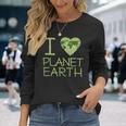 I Love Heart Planet Earth GlobeLong Sleeve T-Shirt Gifts for Her