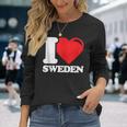 I Love Sweden Heart Flag Scandinavian Nordic Pride Long Sleeve T-Shirt Gifts for Her