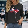 Loving Usa United Kingdom Flag Heart British Americans Love Long Sleeve T-Shirt Gifts for Her