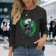 Marijuana Skull Smoke Weed Cannabis 420 Pot Leaf Sugar Skull Long Sleeve T-Shirt Gifts for Her