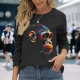 Monkey Zoo Colourful Monkey Face Polygon Animal Motif Monkey Long Sleeve T-Shirt Gifts for Her
