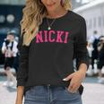 Name Nicki Personalized I Love Nicki Vintage Retro Long Sleeve T-Shirt Gifts for Her