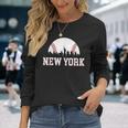 New York City Skyline Downtown Cityscape Baseball Sports Fan Long Sleeve T-Shirt Gifts for Her