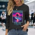 Niagara Falls Total Solar Eclipse 2024 80S New York Canada Long Sleeve T-Shirt Gifts for Her