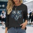 Obra De Arte De Tigre Ojos Azules Arte Animal Tigre Camiseta de manga larga Regalos para ella