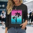 Palm Tree Vintage Family Vacation Puerto Rico San Juan Beach Long Sleeve T-Shirt Gifts for Her